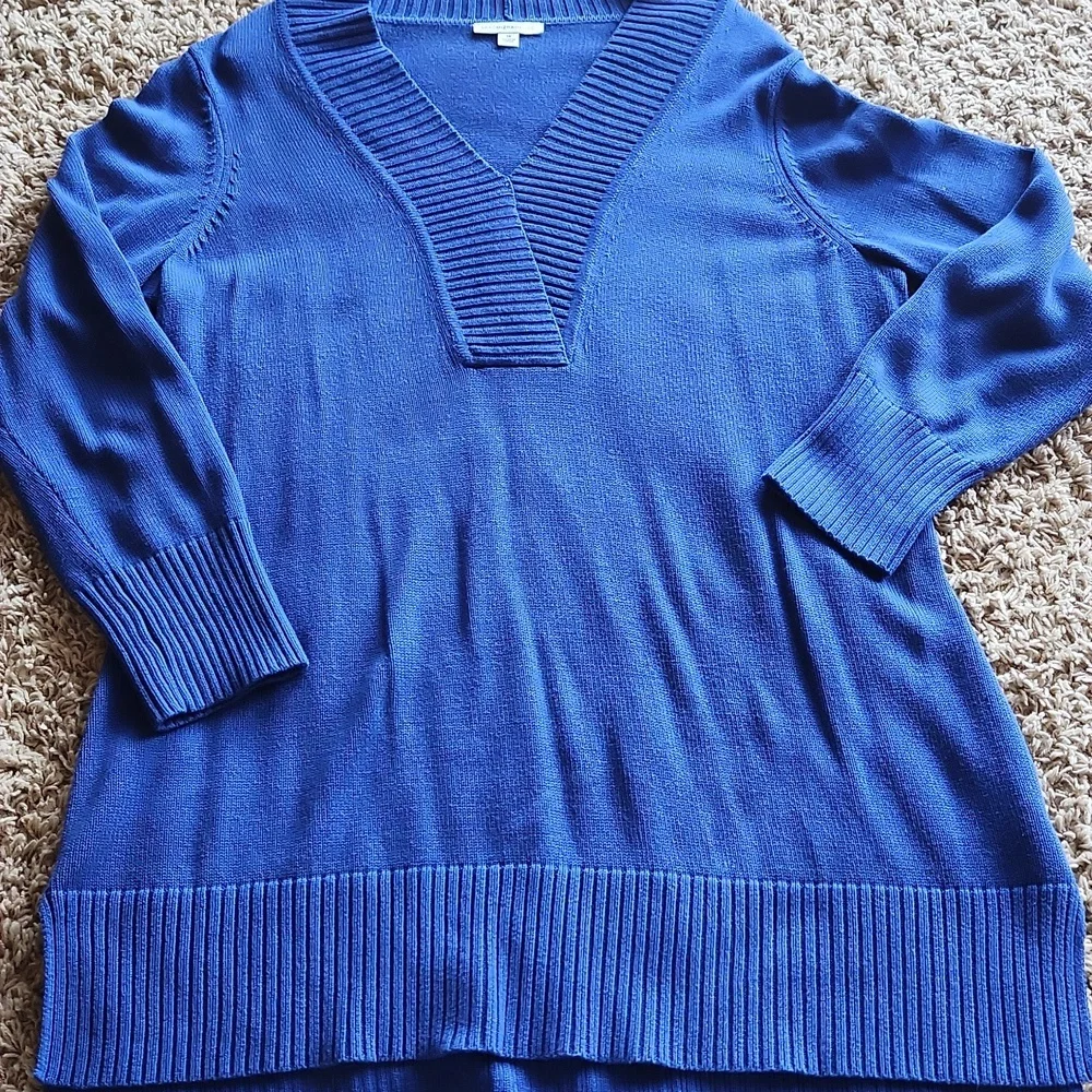 Isaac Mizzrah LiVE Blue V-Neck Women's Sweater Size 1x - Picture 6 of 7